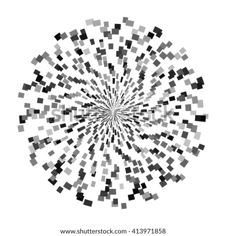 Illustration Abstract Firework. Vector Black Halftone Dots Background Circular.