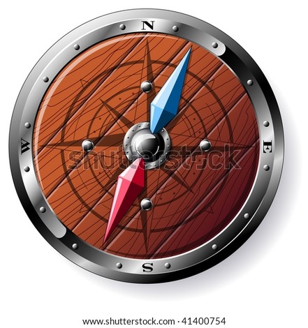 Detailed wooden compass isolated on white - raster image. Vector format in EPS is also available in my gallery.