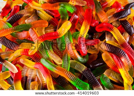 jelly worms, candies, sweets