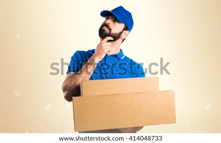 Delivery man thinking