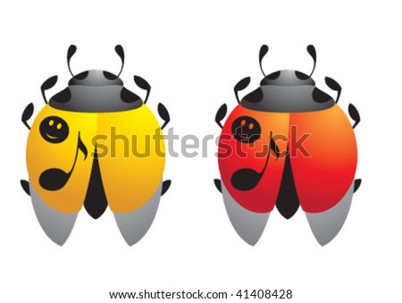 Two ladybugs one red one yellow