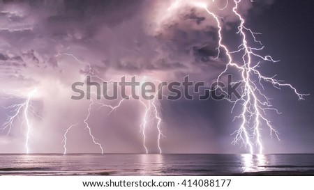 Fire at sea Lightning Storm