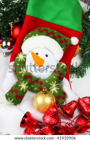 christmas ball and homemade snowman