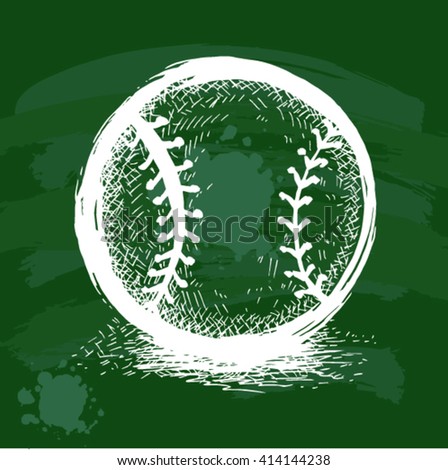 vector sketch illustration of Softball, Baseball  on green board 
