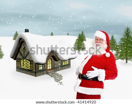 background for christmas card: Male santa portrait smiling
