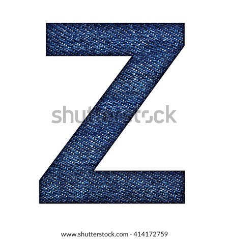 Denim jeans english alphabet letter, isolated on white background