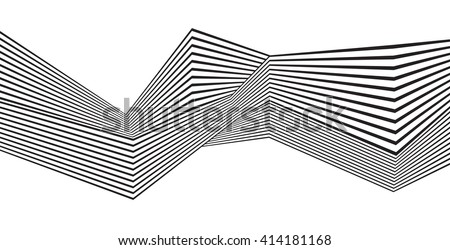 optical art, opart striped wavy background. abstract waves black and white line stripes