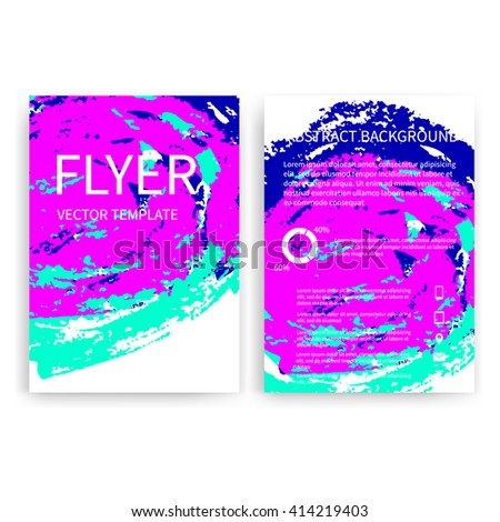 Set of vector flyer templates with colorful watercolor paint splash. Watercolor imitation flyers. Abstract background for flyers business documents, posters, cards, reports, brochures, covers, banners