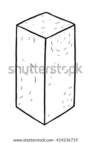 wooden block / cartoon vector and illustration, black and white, hand drawn, sketch style, isolated on white background.