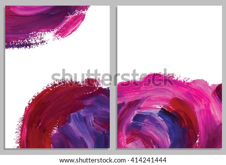 Art background cards. Abstract acrylic roses. Collection of invitation cards. Vector illustration.