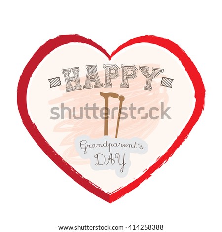 Isolated heart with text and texture on a white background for grandparent's day