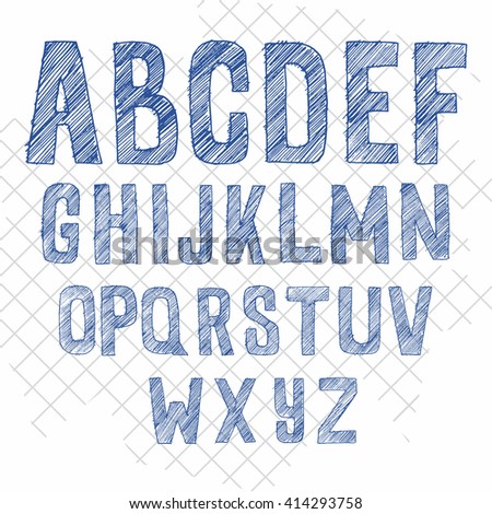 hand drawn sketchy alphabet vector font. Letters for logo