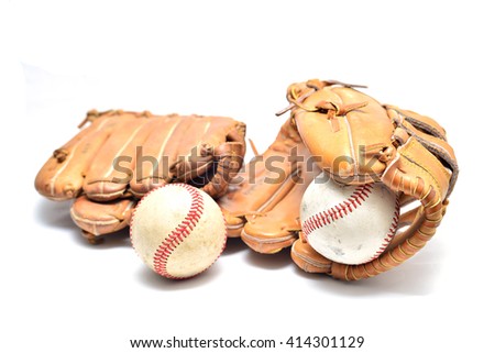 Baseball glove and ball isolated on white 