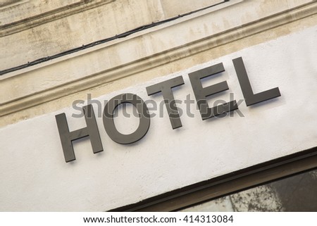 Hotel Accomodation Sign on Building Facade