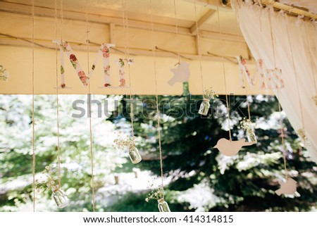 Hand Made Wedding Decoration, flowers, wood