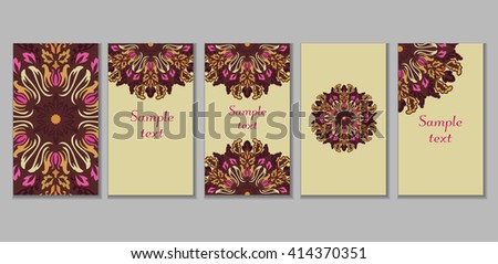 Business Cards. Vintage decorative elements, oriental pattern, vector illustration. Islam, Arabic, Indian, turkish, pakistan, chinese, ottoman motifs.