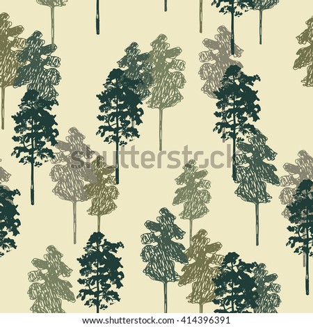 pine trees seamless pattern. forest background vector illustration
