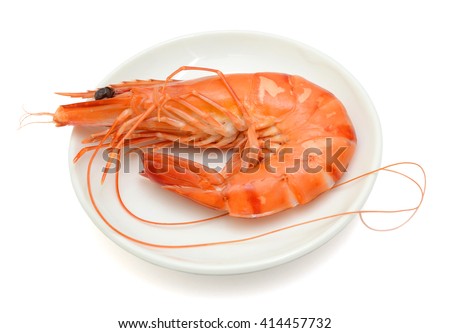Steamed tiger shrimp isolated on white background
