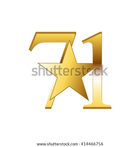 Vector illustration of Anniversary - 71. Gold star.