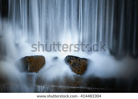 waterfall in the forest. Night fresh scene