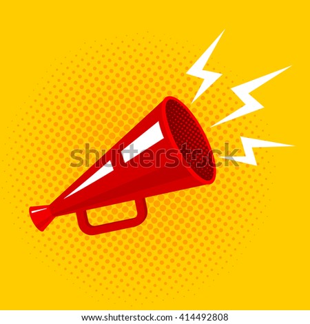 Vector vintage poster with megaphone Royalty-Free Stock Photo #414492808