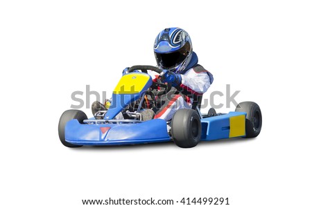 Isolated Go Kart Racer on White Background Royalty-Free Stock Photo #414499291
