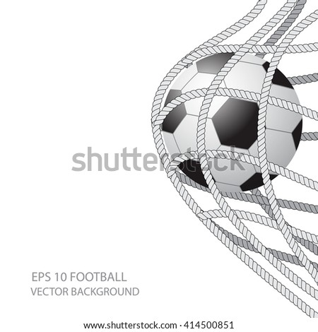 Soccer ball in net isolated on white background, vector illustration.