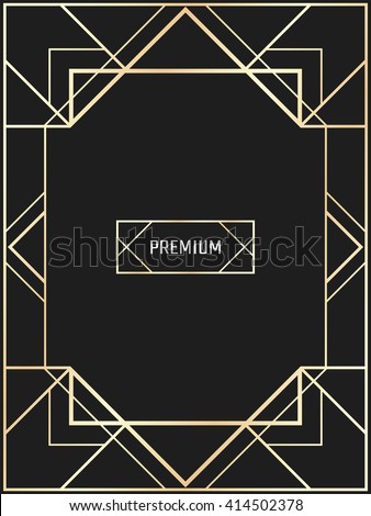 Vector geometric frame in Art Deco style. Rectangle vector abstract element for design. Royalty-Free Stock Photo #414502378