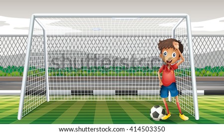 Goalkeeper standing at the goal illustration