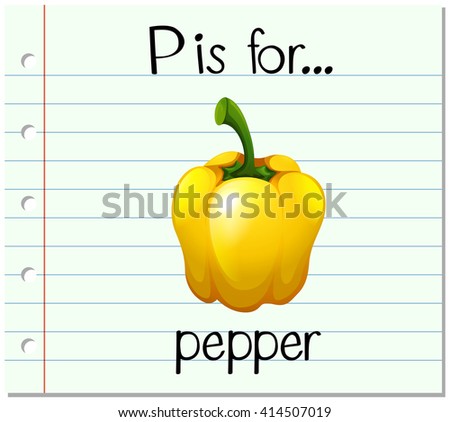 Flashcard letter P is for pepper illustration