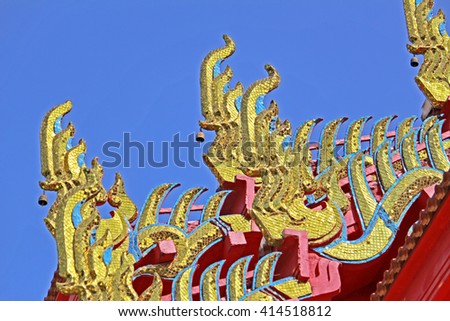 Traditional Thai style roof in temple , Thailand 