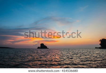 Beautiful seascape on sunset  small island evening landscapes
