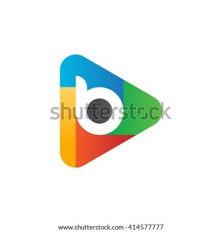 letter b rounded triangular media icon logo red blue green yellow
