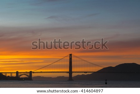 Sunset over the Golden Gate Bridge, San Francisco, USA