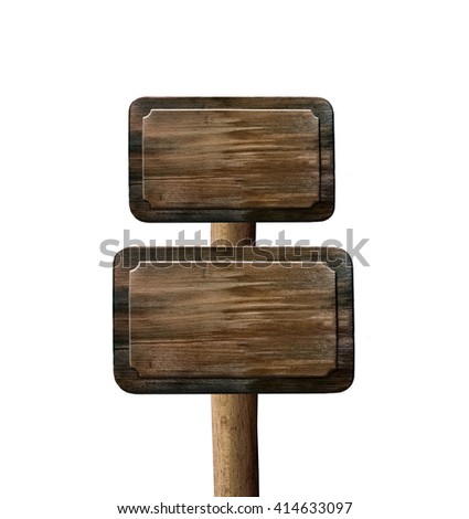 Wooden signboard against white background