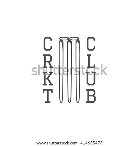 Cricket club emblem design. Cricket logo design. Cricket club badge. Sports symbols with cricket gear, equipment. Use for web design, tee design or print on t-shirt. Monochrome.