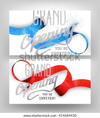Grand opening  cards with stippling ribbons