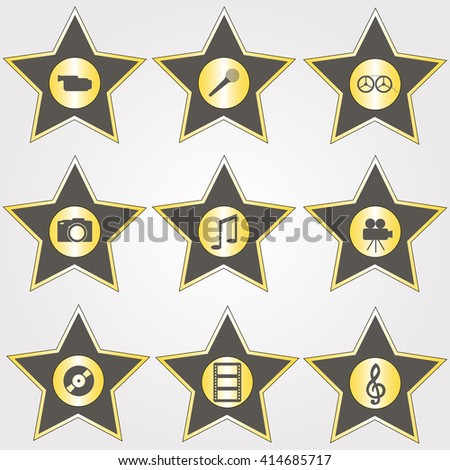 set of nine stars icons in vector art
