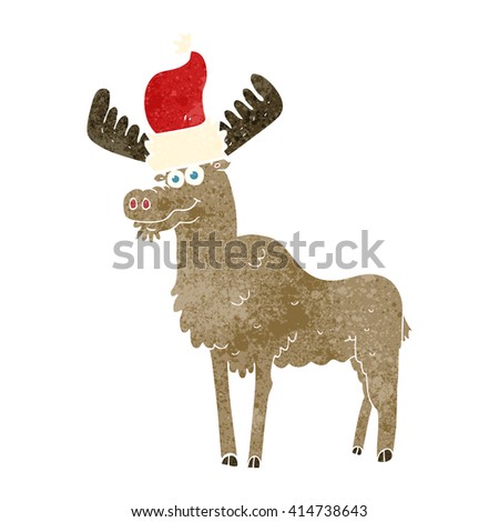 freehand retro cartoon christmas moose