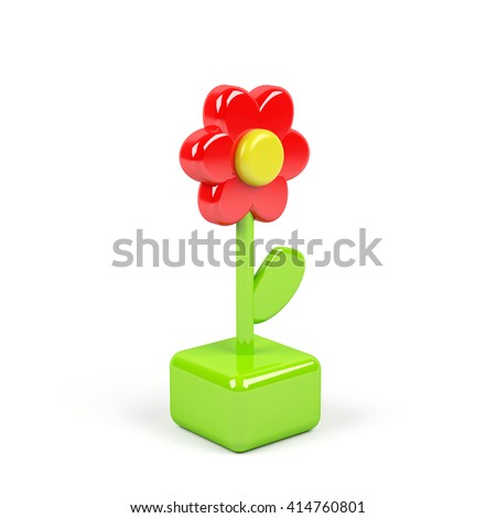 Flower isolated on white. 3D rendering image.