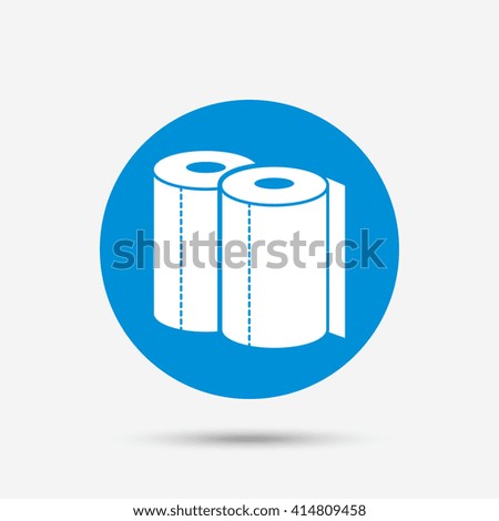 Paper towels sign icon. Kitchen roll symbol. Blue circle button with icon. Vector