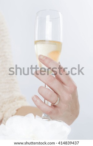 Glass of Champagne white background