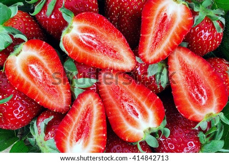 Picture of beautiful and fragrant fresh strawberries freshly picked