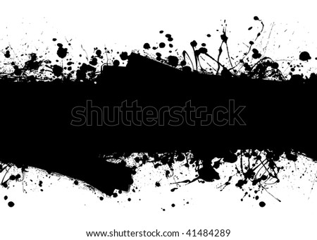 Black ink splat background with roller marks and text space