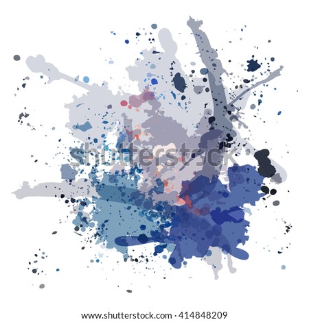Chaotic colorful dabs on a white background. A vector element for your design.