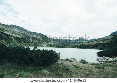lake for tourists located in the mountains