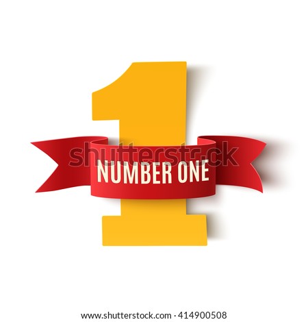 Number one background with white ribbon on white .Poster or brochure template. Vector illustration Royalty-Free Stock Photo #414900508