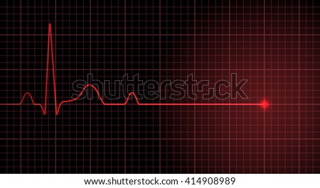 Red line heart rate on the screen indicates the cardiac arrest Royalty-Free Stock Photo #414908989