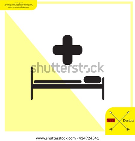 hospital bed and the cross icon