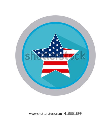 Isolated banner with a star and the american flag on a white background